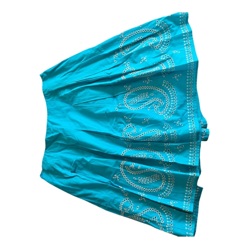 Talbots Turquoise Paisley Embroidered Skirt